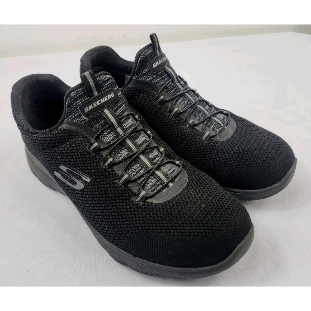 Skechers Womens 8.5 M Black  Memory Foam Casual Slip On Shoes Bungee Lace